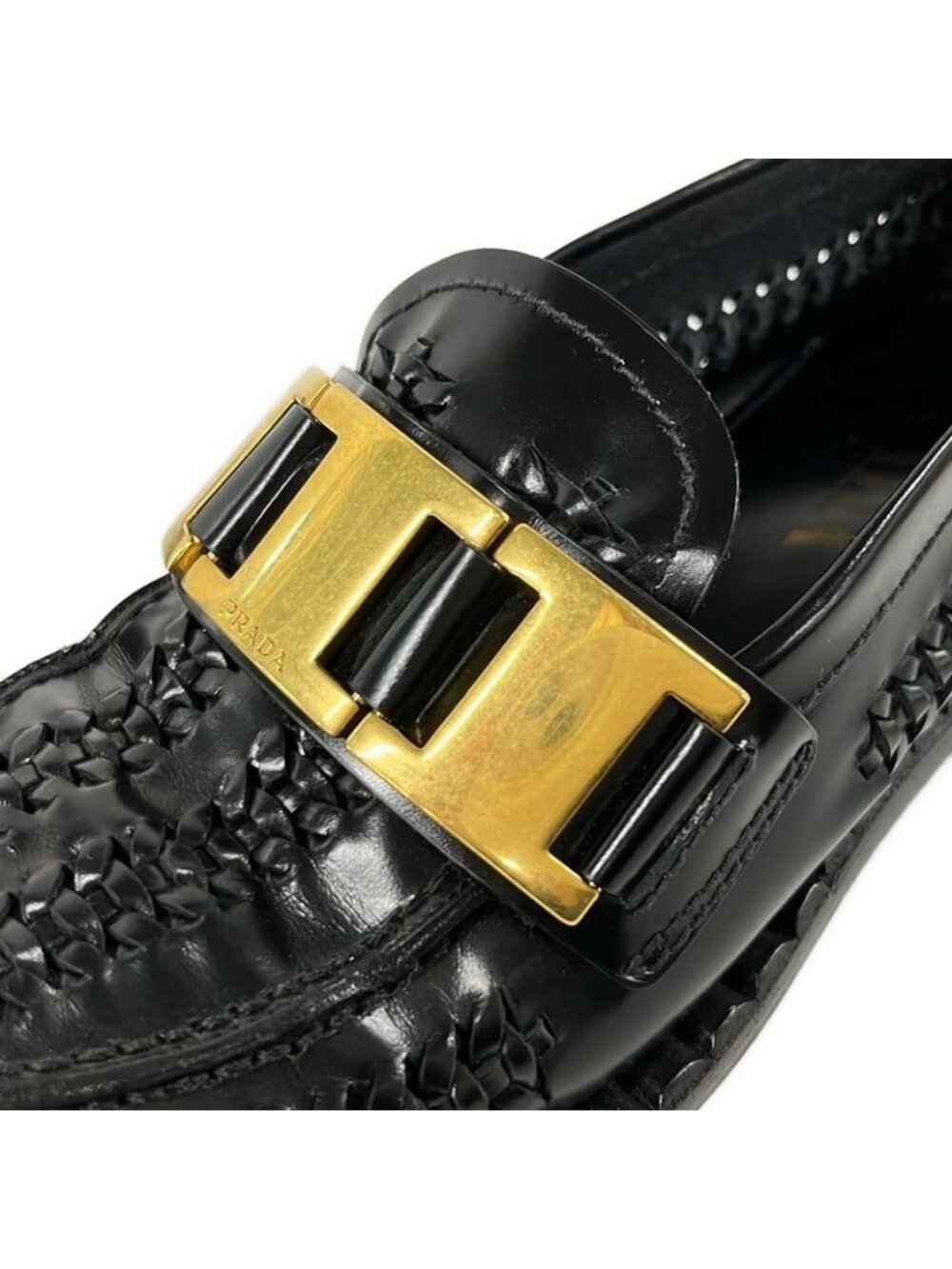 Prada Loafers 36.5 Black Moccasins Leather - Picture 9 of 11